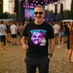 Tricou Chris Brown - Pink Tongue Pose, muzica Hip-Hop / Trap, Dama | Barbat | Copii, Culoare Negru - Img 9