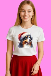 Tricou Ciobanesc Australian Craciun Zambitor, din bumbac 100%, tricou alb, Copii | Dama | Barbat