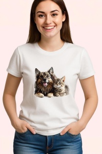 Tricou Ciobanesc German si pisica tigrata moment de relaxare Copii | Dama | Barbat Barbat