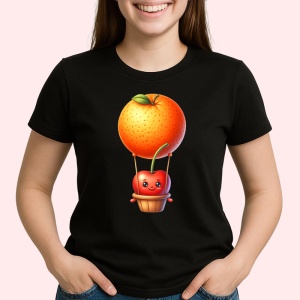 Tricou Cireasa de vara amuzanta cu baloul cu aer, Fructe, Copii | Dama, culoare negru - Img 2