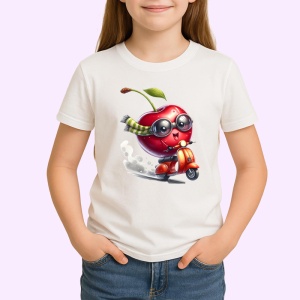Tricou Cireasa de vara amuzanta pe scuter, Fructe, Copii | Dama
