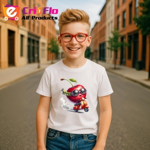 Tricou Cireasa de vara amuzanta pe scuter, Fructe, Copii | Dama - Img 5