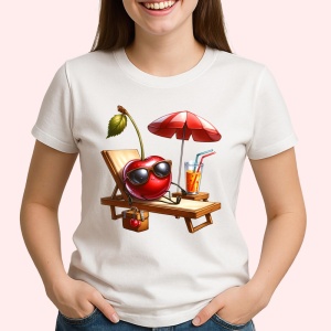 Tricou Cireasa de vara amuzanta pe sezlong, Fructe, Copii | Dama - Img 2
