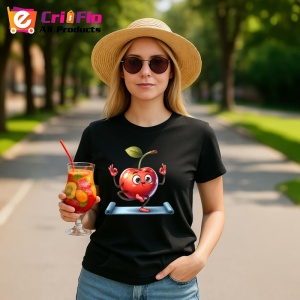 Tricou Cireasa de vara amuzanta yoga, Fructe, Copii | Dama, culoare negru - Img 9