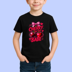 Tricou Cireasa in varf, baby, Fructe, Copii | Dama, culoare negru