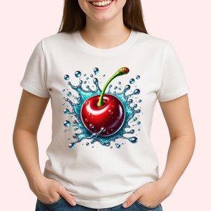 Tricou Cireasa si val acvatic proaspat, Fructe, Copii | Dama - Img 2