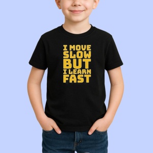 Tricou Citat Motivational Invatare Lenta Progres Rapid, din bumbac 100%, tricou negru Copii | Dama | Barbat - Img 2