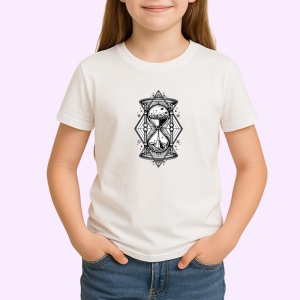Tricou Clepsidra Alb Negru Timp Abstract, Copii | Dama | Barbat - Img 3