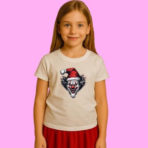 Tricou Clovn De Craciun Creepy Funny, din bumbac 100%, tricou alb, Copii | Dama | Barbat