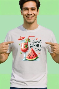 Tricou Cocktail cu pepene rosu text sweet summer time design estival Copii | Dama | Barbat Barbat - Img 2