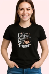 Tricou Coffee Is My Best Friend, din bumbac 100%, tricou negru, Dama | Barbat - Img 2
