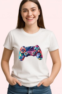 Tricou Controller Gaming Colorat Poligonal, Copii | Dama | Barbat - Img 4