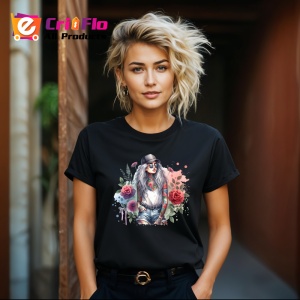 Tricou Cool girl jeans cap red rose, fata cool cu blugi sapca si trandafir rosu, Copii | Dama | Barbat , tricou negru - Img 8