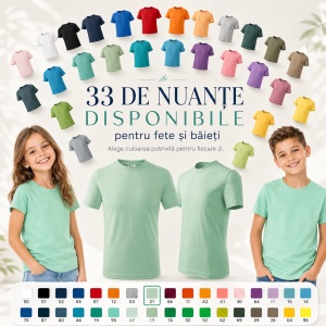 Tricou Copii Basic Malfini – 100% Bumbac, Mânecă Scurtă, 33 Culori pentru Fete și Băieți, Calitate Premium - Img 8