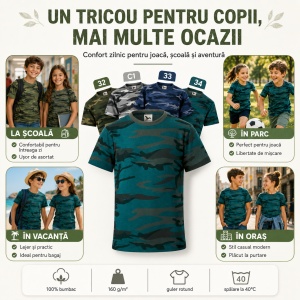 Tricou copii camuflaj Malfini 149 – 100% bumbac, unisex, fete și băieți - Img 7