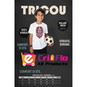 Tricou copii Cfr Cluj Romania din bumbac 100% - Img 2