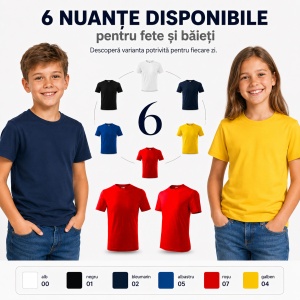 Tricou Copii Classic Malfini – 100% Bumbac, Mânecă Scurtă, Fete și Băieți, 6 Culori
