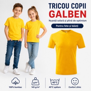 Tricou Copii Classic New Malfini – 100% Bumbac, Mânecă Scurtă, Fete și Băieți, 18 Culori - Img 15