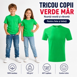 Tricou Copii Classic New Malfini – 100% Bumbac, Mânecă Scurtă, Fete și Băieți, 18 Culori - Img 25