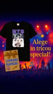 Tricou copii cu formatia BTS 1 , din bumbac 100% - Img 6