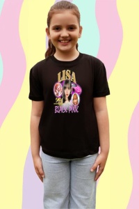 Tricou copii cu formatia LISA BLACK PINK , din bumbac 100% - Img 4