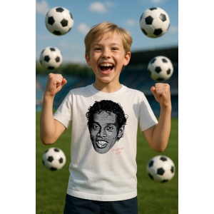 Tricou Copii cu Fotbalistul Ronaldinho Gaucho Brazil - Img 6