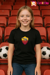 Tricou copii cu logo stema AS Roma Italia, din bumbac 100% - Img 5