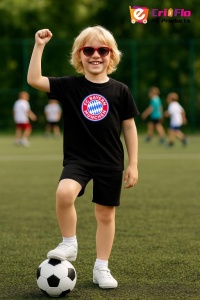 Tricou copii cu logo stema FC Bayern München Germania, din bumbac 100%