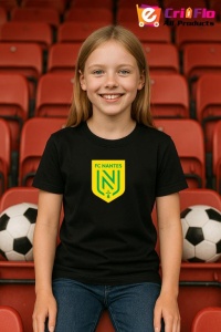 Tricou copii cu logo stema FC Nantes Franta, din bumbac 100%