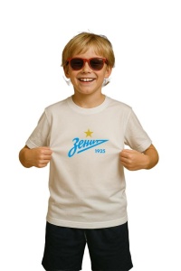 Tricou copii cu logo stema FC Zenit Rusia, din bumbac 100% - Img 2