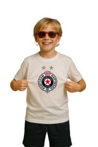 Tricou copii cu logo stema FK Partizan Serbia, din bumbac 100% - Img 3