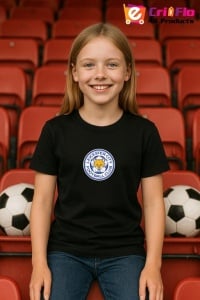 Tricou copii cu logo stema Leicester City FC Anglia, din bumbac 100%