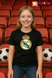 Tricou copii cu logo stema Real Madrid CF Spania, din bumbac 100% - Img 5