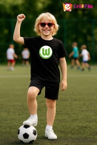 Tricou copii cu logo stema VfL Wolfsburg Germania, din bumbac 100% - Img 7