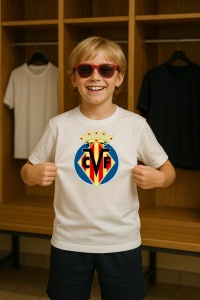 Tricou copii cu logo stema Villarreal_CF Spania, din bumbac 100% - Img 8
