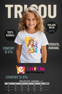 Tricou Copii din bumbac 100%, personalizat cu personajul Belle 1 - Img 4