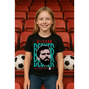 Tricou Copii din bumbac cu fotbalistul Alisson Becker-Liverpool FC - Img 4
