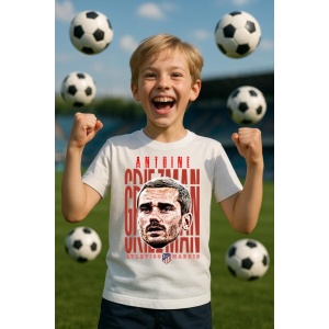 Tricou Copii din bumbac cu fotbalistul Antoine Griezmann-Atletico Madrid - Img 6