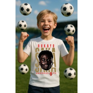 Tricou Copii din bumbac cu fotbalistul Bukayo Saka-Arsenal FC - Img 6