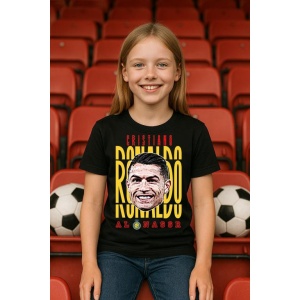 Tricou Copii din bumbac cu fotbalistul Cristiano Ronaldo-Al-Nassr FC - Img 4