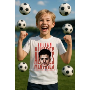 Tricou Copii din bumbac cu fotbalistul Julian Alvarez-Manchester City - Img 2