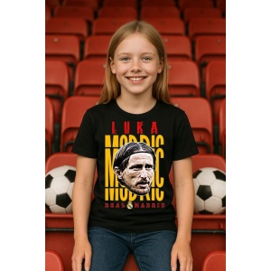 Tricou Copii din bumbac cu fotbalistul Luka Modric-Real Madrid - Img 4