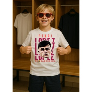 Tricou Copii din bumbac cu fotbalistul Pedro Gonzalez Lopez-FC Barcelona - Img 7