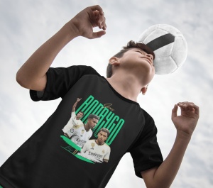 Tricou copii din bumbac personalizat cu jucatorul de fotbal Rodrygo - Cadou