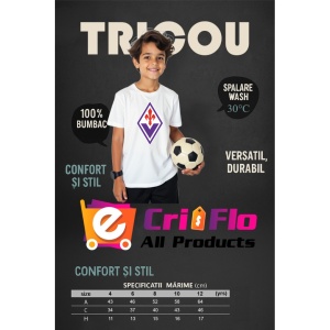 Tricou copii Fiorentina Fc din bumbac 100% - Img 3