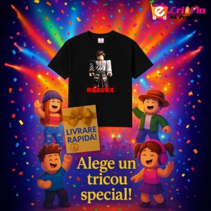 Tricou Copii Roblox Fugarul Tehnologic din bumbac 100% - Img 6
