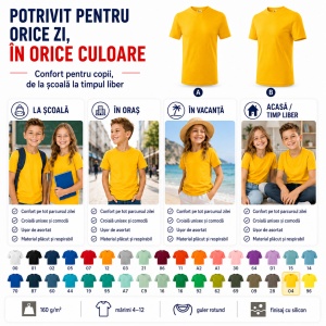 Tricou Copii Simplu din bumbac pentru Fete 135 - Img 8