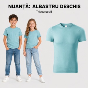 Tricou copii simplu tip tommy – 100% bumbac, unisex, confortabil pentru fete și băieți - Img 12