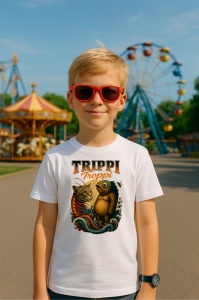 Tricou Copii Tralalelo Tra la la Trippi Troppi Italian Brainrot Meme cat fish or Bear fish T-Shirt - Img 3