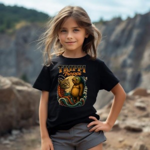 Tricou Copii Tralalelo Tra la la Trippi Troppi Italian Brainrot Meme cat fish or Bear fish T-Shirt - Img 4